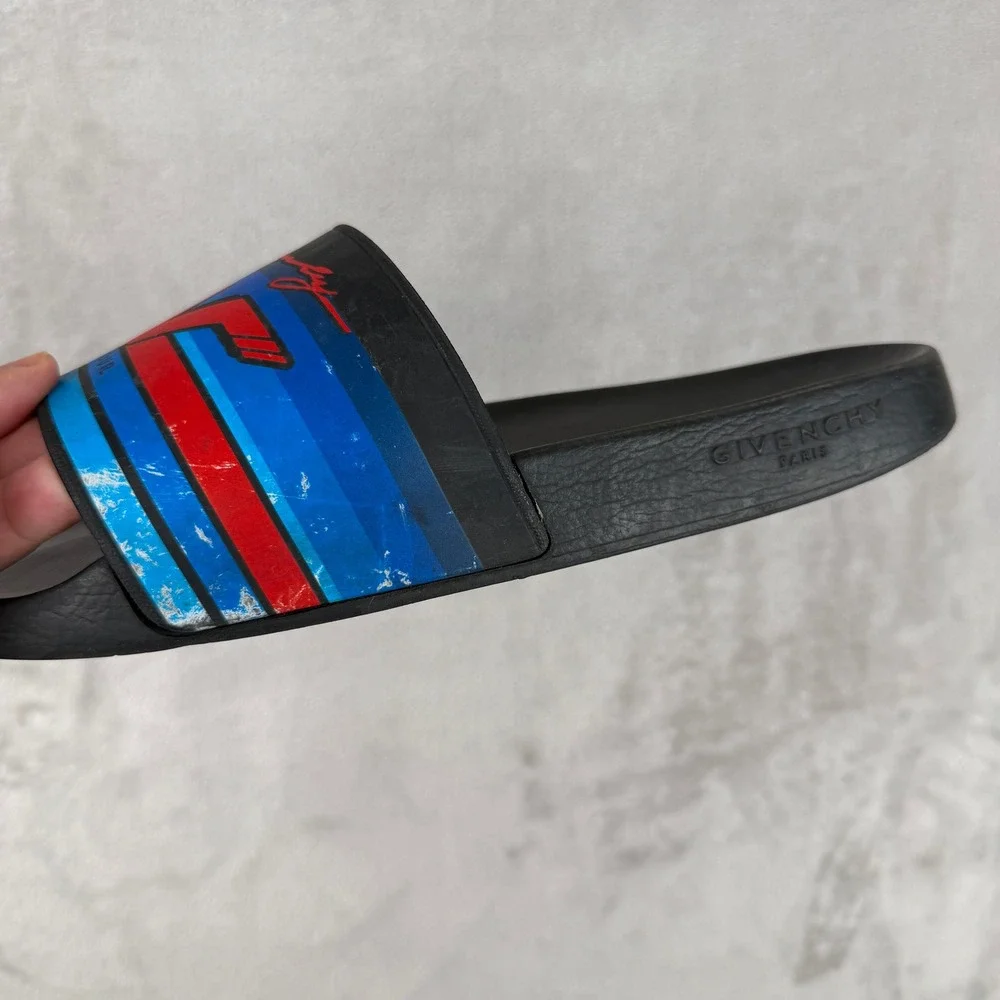 Givenchy Paris World Tour GV Slides Black Blue‎ Red Men's Designer Sandals Italy